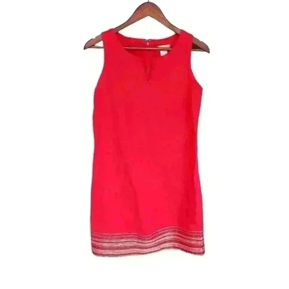 Linen Territory Ahead Linen Red Sleeveless Dress